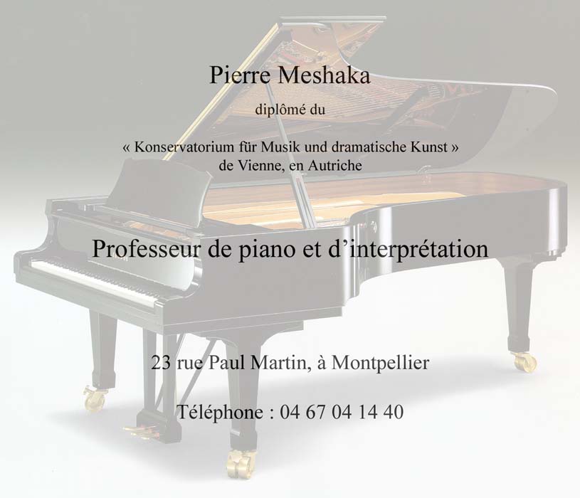 professeur, cours de piano Montpellier